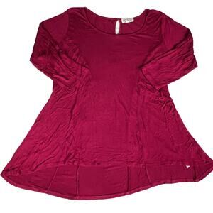 Pink Rose Three-Quarter Sleeve Tunic Tee Shirt Top Plus Size Size 2X Fuschia